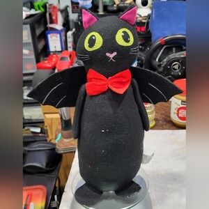 Black Cat Bat Statue Tuxedo with Bowtie Home Decor Halloween/Christmas/Birthday